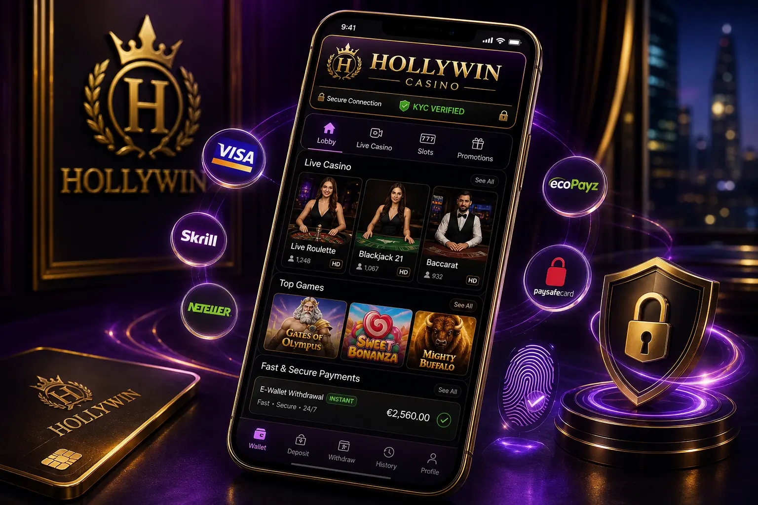 Live Casino Lobby auf Mobilgerät